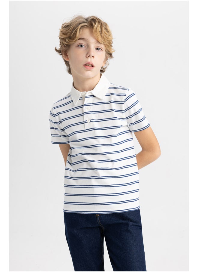 DeFacto Boy Regular Fit Polo Neck Knitted Short Sleeve Polo T-Shirt  - Image 3