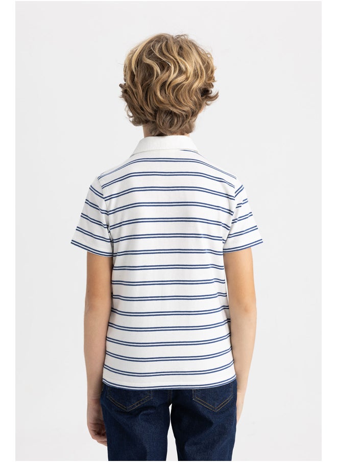 DeFacto Boy Regular Fit Polo Neck Knitted Short Sleeve Polo T-Shirt  - Image 4