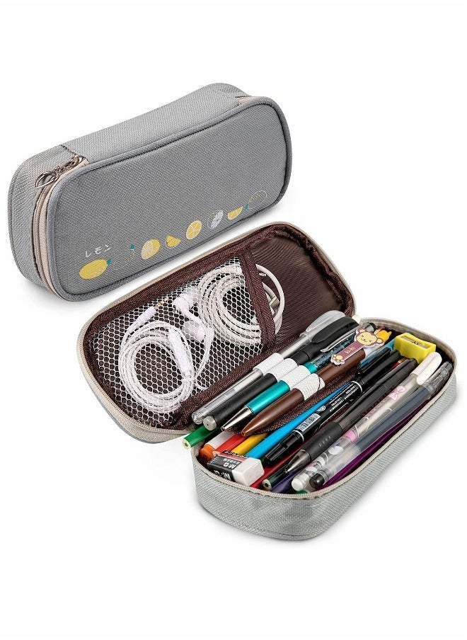 Pencil Case, Pencil Pouch Durable, Pencil Bag for Boys Girls Kids, Big Capacity Pen Marker Holder Pouch Box, Cute Pen Holder Pencil Box Organizer, for School Office (Gray)