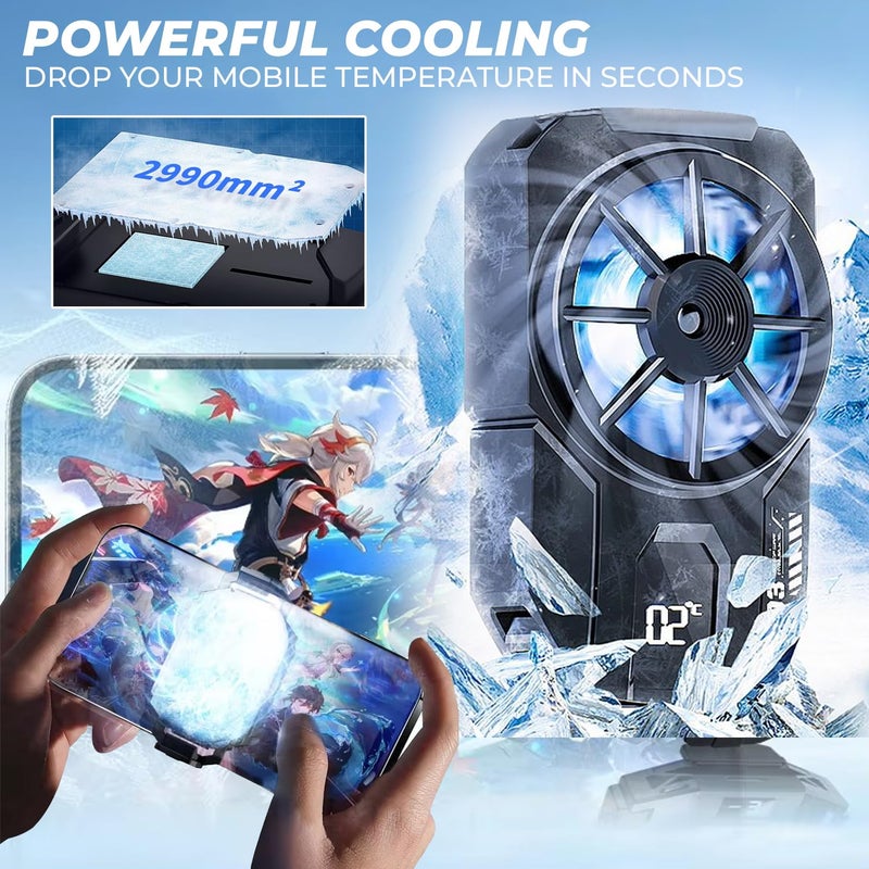 WRADER Phone Cooler for Gaming for Game Long Filming Mobile Gaming Fan Mobile Cooling Gadget (Black, ABS Body, DLA3 Model) - Image 2