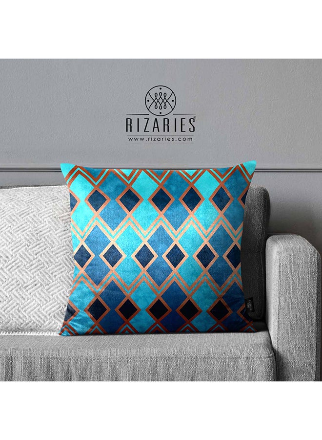 RIZARIES Super Soft Turquoise & Gold Throw Cushion - Image 1