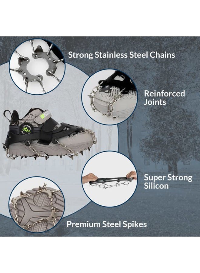 High Stream Gear Kids Ice Cleats - Snow Crampons for Hiking Boots & Shoes with 14 Stainless Steel Spikes, Anti Slip Traction Grips for Boys and Girls, Snow Cleats for Hiking, Walking & Climbing (Medium, Black) - Image 3