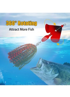 Excefore Bass Fishing Lures Kit, 6pcs Fishing Buzzbait, Lure Bass Spinner Baits Kit Buzzbait for Bass Fishing Multicolor Swimbait Topwater, Metal Spinnerbait Fishing Lure for Bass Pike Trout Fishing  - Image 2