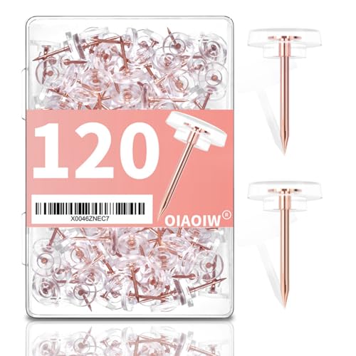 OIAOIW 120 PCS Flat Rose Gold Push Pins for Wall Thumb Tacks for Walls Flat thumbtacks Push pin for Bulletin Board Shadow Box Display Thumbtack for Cork Board - Image 1