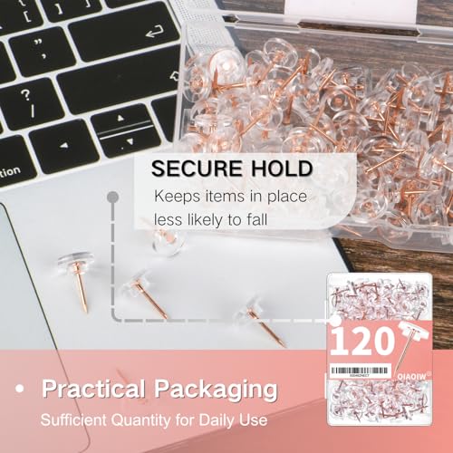 OIAOIW 120 PCS Flat Rose Gold Push Pins for Wall Thumb Tacks for Walls Flat thumbtacks Push pin for Bulletin Board Shadow Box Display Thumbtack for Cork Board - Image 4