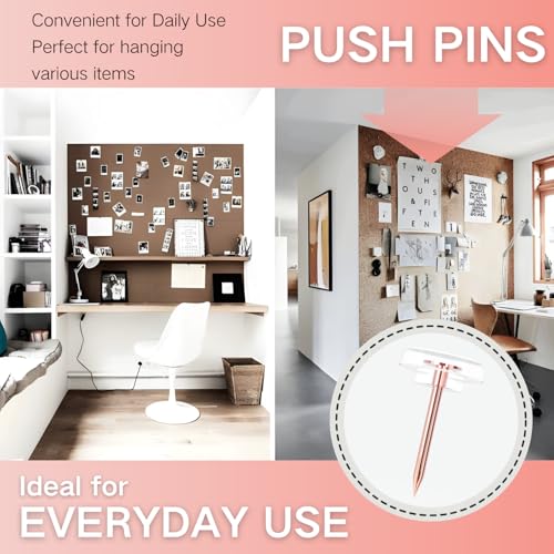 OIAOIW 120 PCS Flat Rose Gold Push Pins for Wall Thumb Tacks for Walls Flat thumbtacks Push pin for Bulletin Board Shadow Box Display Thumbtack for Cork Board - Image 5