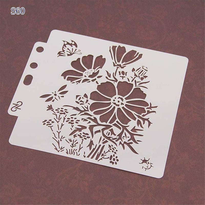 FVVMEED 5 Pieces Cookie Stencils Cake Decorating Stencil Reusable Plastic Painting Templates Powdered, Baking Molds for Children Creation DIY Craft Wedding Birthday Party Scrapbooking Drawing - Image 5