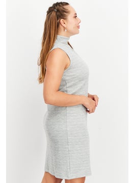 French Connection Women Textured Mini Dress, Light Grey  - Image 4