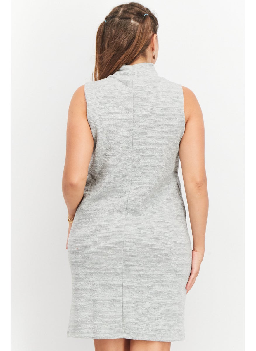 French Connection Women Textured Mini Dress, Light Grey  - Image 2