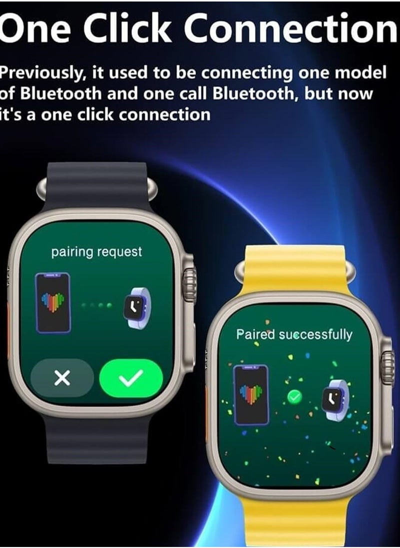 Smart Watch Ultra with Wireless Charger - 49mm Large Screen, 7 Interchangeable Straps, Heart Rate Monitoring, Messaging, Breathing App, WhatsApp, Music Control, Sleep Tracking & More