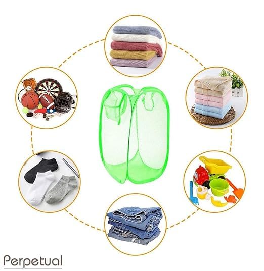 KRUSH Nylon Mesh Laundry BasketSturdy Material Durable HandlesNetted Lightweight Laundry Bag PACK OF 2 MULTICOLOR - Image 4