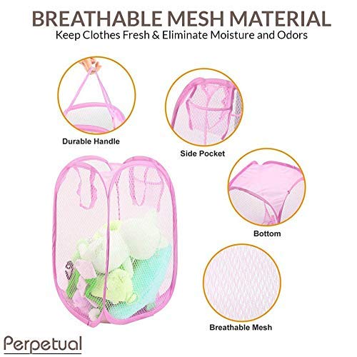 KRUSH Nylon Mesh Laundry BasketSturdy Material Durable HandlesNetted Lightweight Laundry Bag PACK OF 2 MULTICOLOR - Image 3