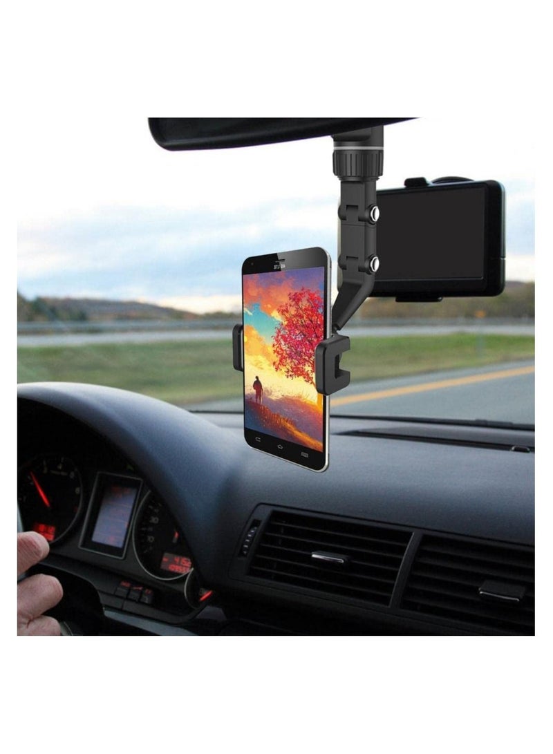 Car Phone Holder Multifunctional 360 Degree Rotatable Auto Rearview Mirror Mount Seat Hanging Clip Bracket Cell Phone Holder - Image 3