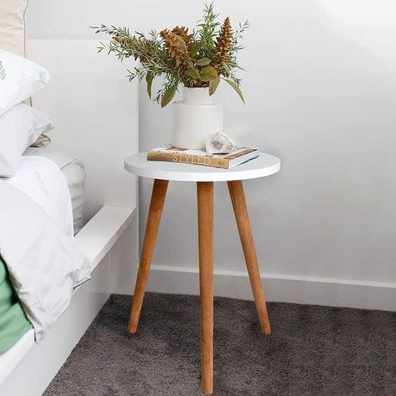DDS Dream Decor Shoppee Indoor Plant Stand, Mid Century Wood Plant Stand Modern Plant Table, Tall Plant Holder for Flower Pots, Small Round Side Table, End Table (White) - Image 3