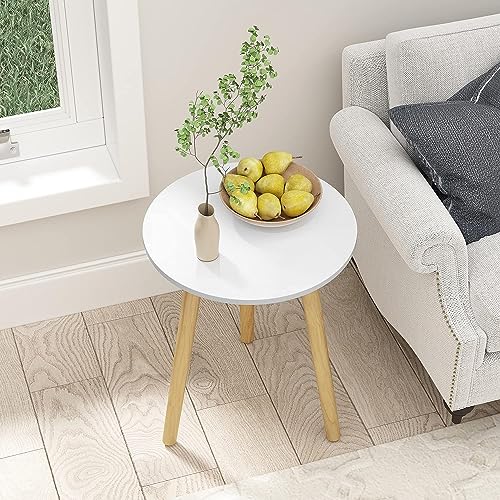DDS Dream Decor Shoppee Indoor Plant Stand, Mid Century Wood Plant Stand Modern Plant Table, Tall Plant Holder for Flower Pots, Small Round Side Table, End Table (White) - Image 2