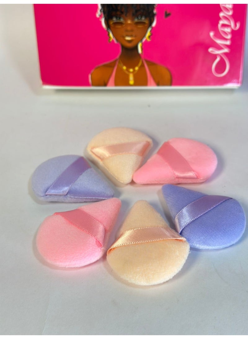 Triangle Powder Puffs Face Cosmetic Powder Puff Washable Reusable Soft Plush Powder Sponge Makeup Foundation Sponge for Face Body Loose Powder Wet Dry Makeup Tool 6Pcs - Image 4