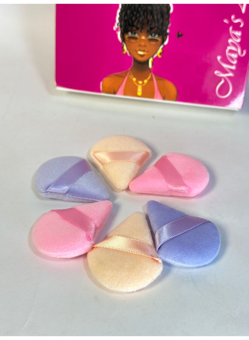 Triangle Powder Puffs Face Cosmetic Powder Puff Washable Reusable Soft Plush Powder Sponge Makeup Foundation Sponge for Face Body Loose Powder Wet Dry Makeup Tool 6Pcs - Image 2