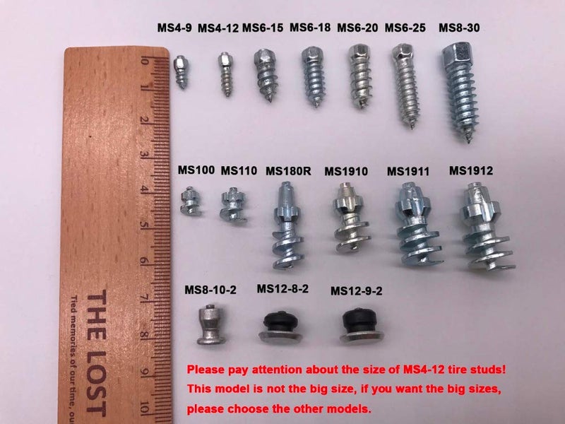 Marrkey 12mm Carbide Screw Tire Studs Snow Spikes Anti-Slip/Anti-ice for Car/Snowmobile/Tractor/ATV/UTV/Motorcycle/Short Lug/Bicycles/Shoes with Installation Tool - Pack of 100 - Image 3