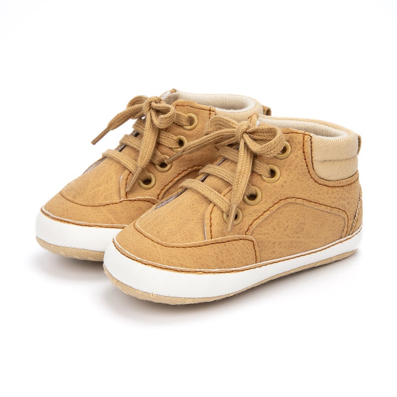 Soft Sole High-Top Baby Walking Shoes Yellow