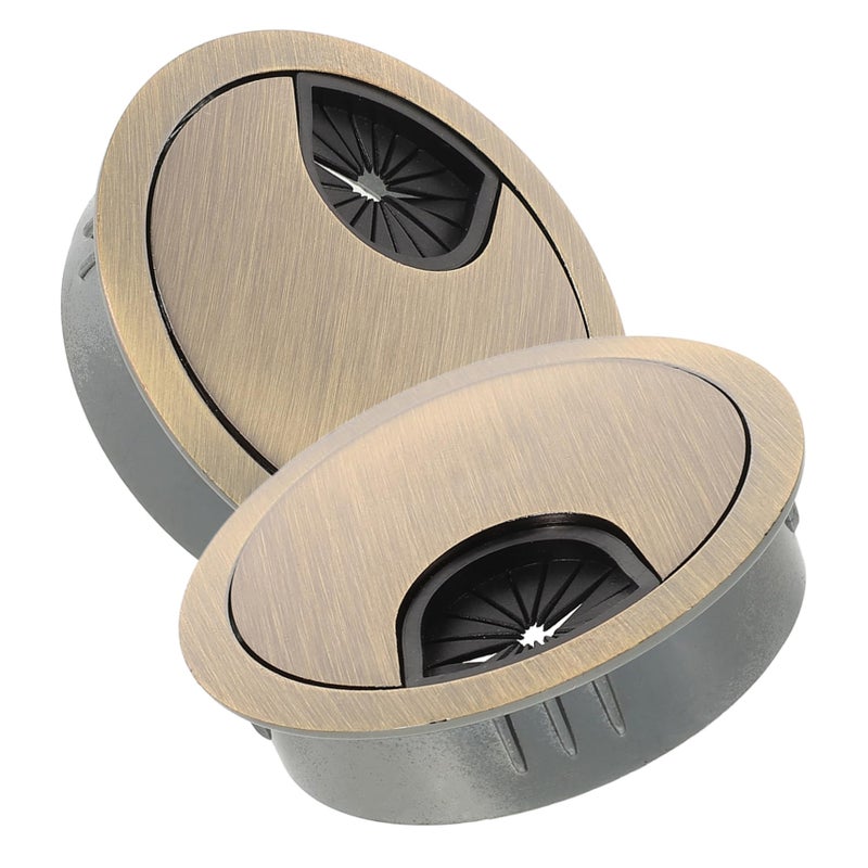 Zinc Alloy Wire Hole Covers 2pcs Cable Management Grommet Round Desk Cord Plugs Office Accessory - Image 2
