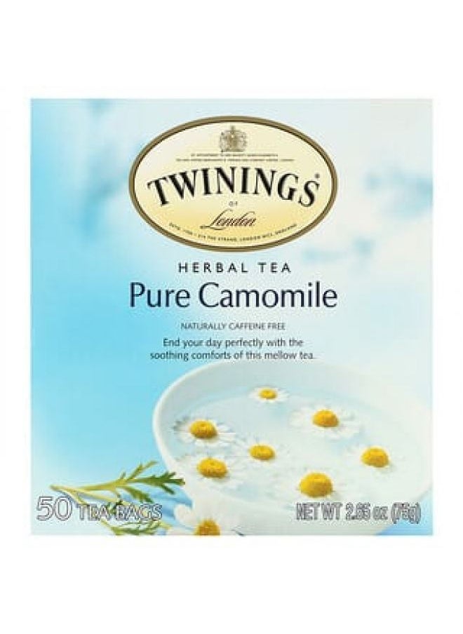 Twinings تويننجز، شاي أعشاب، كاموميل نقي، خالي من الكافيين، 50 كيس شاي، 2.65 أونصة (75 جرام)  - Image 1