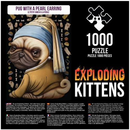 Exploding Kittens Pug with a Pearl Earring Jigsaw Puzzle by Exploding Kittens 1000 Pieces Jigsaw Puzzle for Adults Teens and Kids Dog Puzzle Funny Puzzle Art Puzzle - Image 5