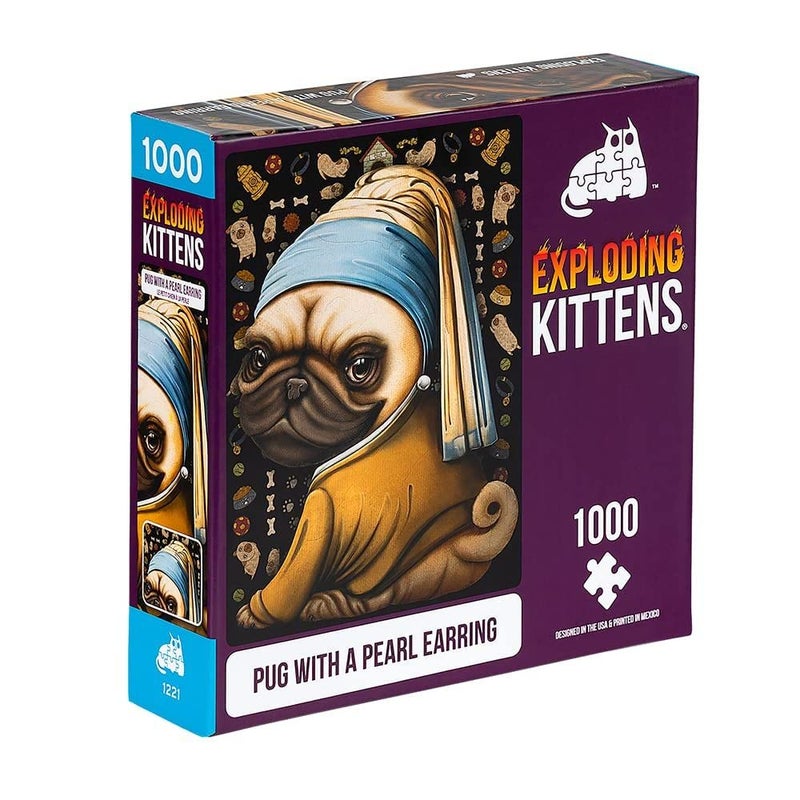 Exploding Kittens Pug with a Pearl Earring Jigsaw Puzzle by Exploding Kittens 1000 Pieces Jigsaw Puzzle for Adults Teens and Kids Dog Puzzle Funny Puzzle Art Puzzle - Image 3