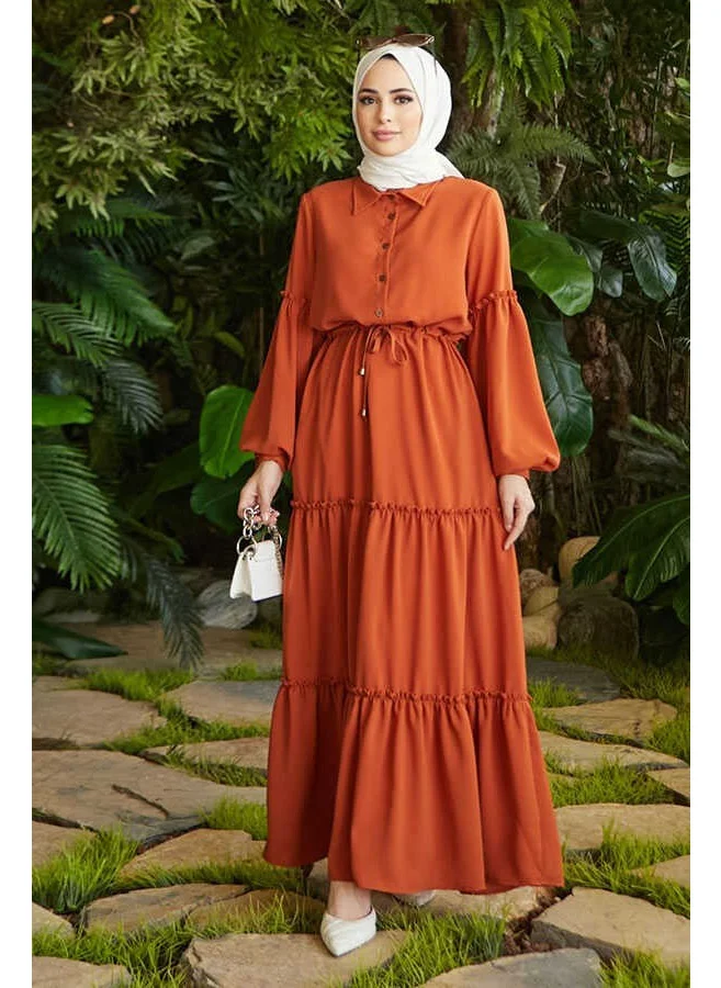 Neways 6567-DRAWS Laced Dress Tan