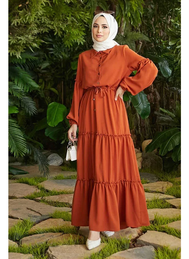 Neways 6567-DRAWS Laced Dress Tan