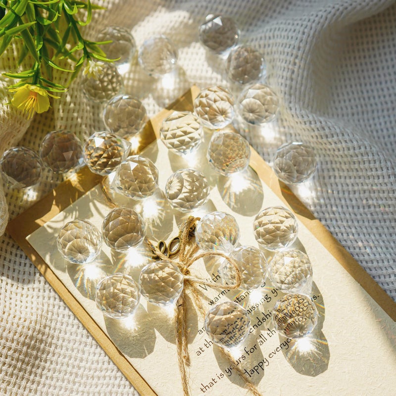 ZEERSHEE 24pcs Clear Crystal Decorative Ball Prism Suncatchers for Windows Hanging Wedding Party Christmas DIY Decoration,20mm - Image 1
