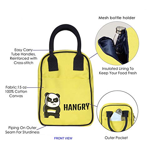 EcoRight Eco Right Cotton Lunch Bags For Office Women & Lunch Bag For Men, Insulated Lunch Bag For Kids, Office Lunch Bag With Bottle Holder, Carry Handle & Pocket, 10L, Yellow - Image 4
