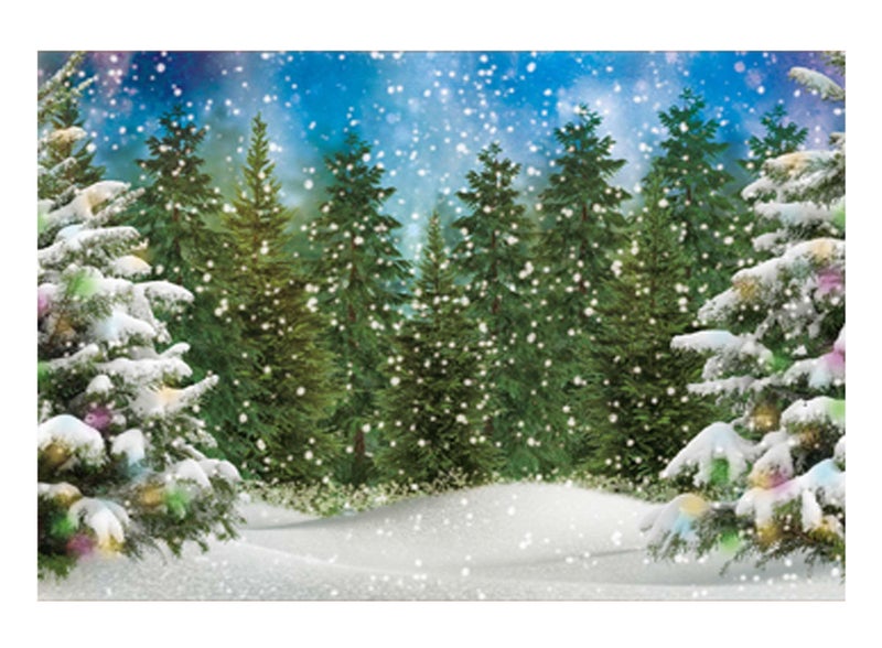 Funnytree فاني تري 7x5 قدم خلفية تصوير منظر طبيعي للغابة الشتوية خلفية شجرة الصنوبر الثلجية زينة عيد الميلاد مشهد طبيعي لزينة جدار حفلة عيد الميلاد لركن التصوير