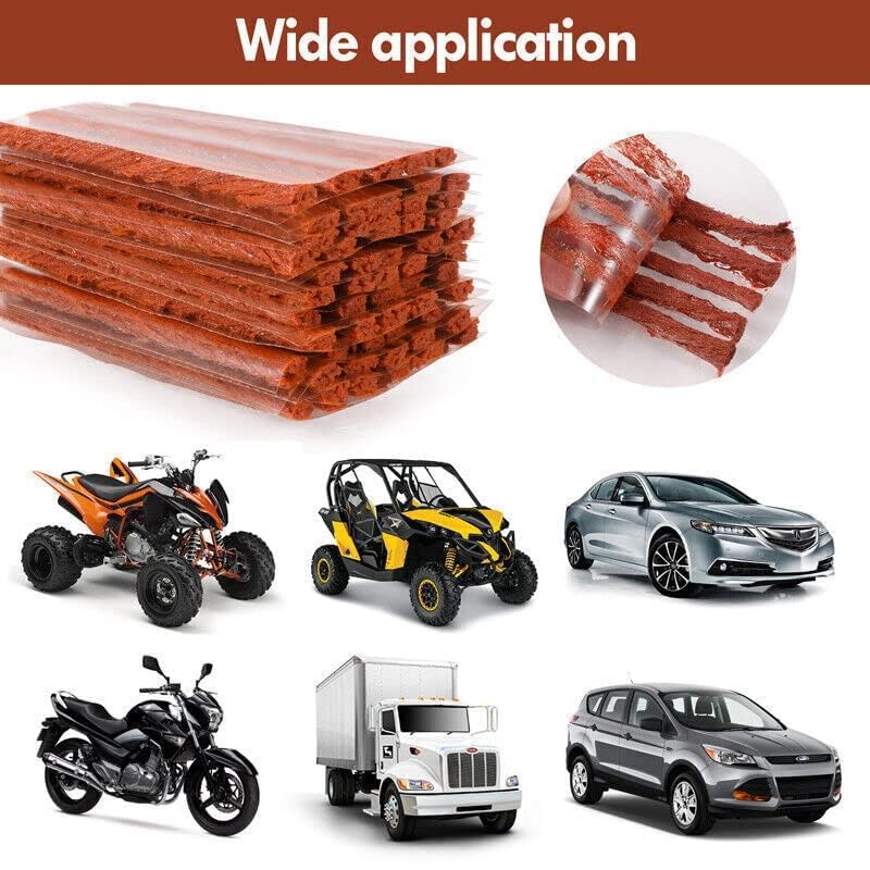 FROCEL Tubeless Tire Puncture Repair Rubber Strips – 60 Pcs Self-Vulcanizing Sealing Plugs for Car, SUV, Bike & Motorcycle – Tyre Plug Strips (Only 60 Strip) - Image 1