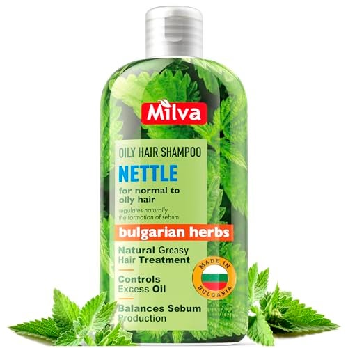 Milva Nettle Shampoo for Oily Hair - 200ml Natural Oily Hair Shampoo for Greasy Roots & Scalp - Clarifying Degrease Treatment for Scalp - Cleansing, Control Sebum, Oil Reducing, Add Volume & Shine - Image 1