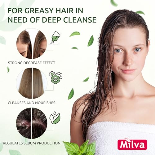 Milva Nettle Shampoo for Oily Hair - 200ml Natural Oily Hair Shampoo for Greasy Roots & Scalp - Clarifying Degrease Treatment for Scalp - Cleansing, Control Sebum, Oil Reducing, Add Volume & Shine - Image 3