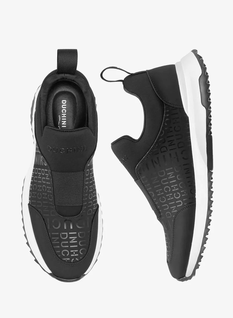 DUCHINI Men Monogram Print Slip-On Sneakers