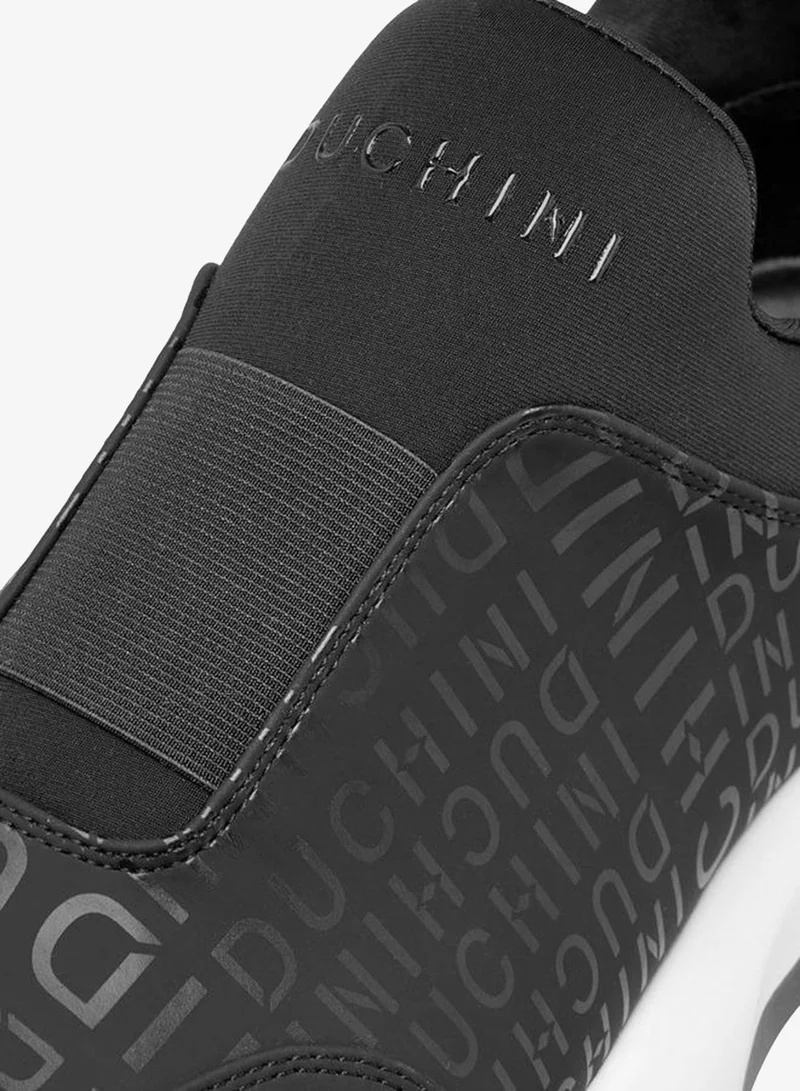 DUCHINI BLACK Men Monogram Print Slip-On Sneakers for Men | Best Price UAE