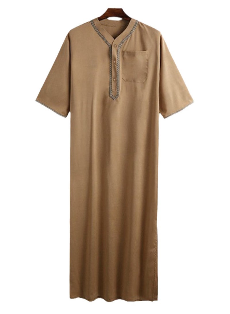 Muslim Men's Loose Abaya Button-Up Shirt - Image 1