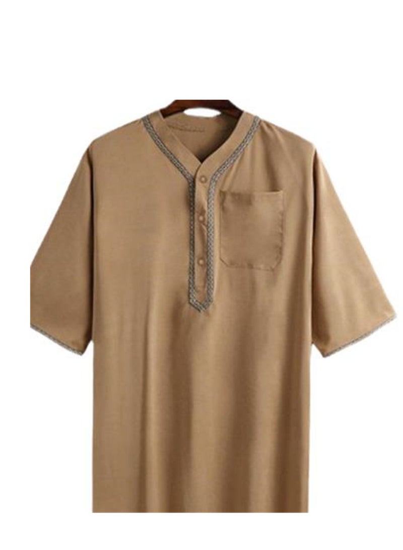Muslim Men's Loose Abaya Button-Up Shirt - Image 5