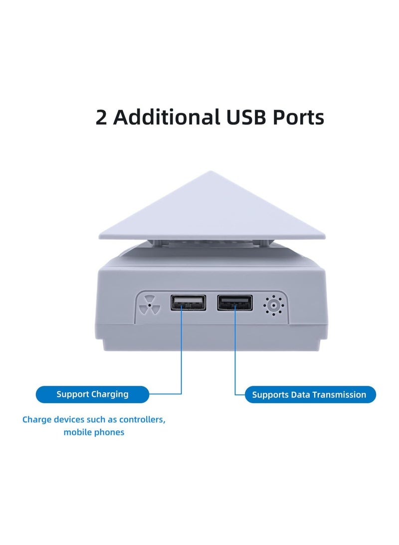 SYOSI Upper RGB Cooling Fan for PS5, Top Cooling System Cooler Fan with RGB Light, 3 Speed Adjustable Fan, Dual USB 2.0 Port for PS5 Console, Dust, White(1 Pack)  - Image 4
