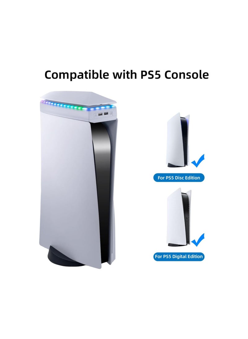 SYOSI Upper RGB Cooling Fan for PS5, Top Cooling System Cooler Fan with RGB Light, 3 Speed Adjustable Fan, Dual USB 2.0 Port for PS5 Console, Dust, White(1 Pack)  - Image 3