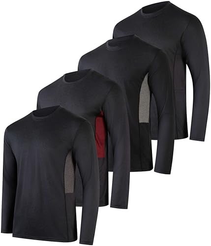 REALESSENTIALS Real Essentials 4 Pack: Mens Long Sleeve Dry Fit T Shirts Hiking Fishing Workout Gym Work Sun UPF 50 Wicking Running Tee, Set 6, 3X-Large - Image 1