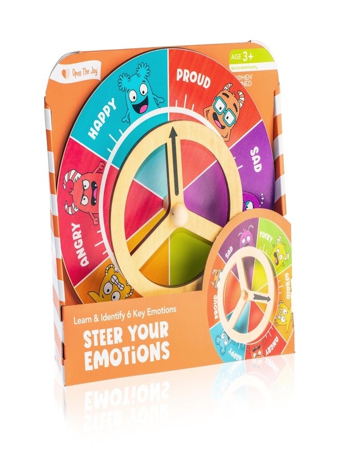 Open The Joy Steer Your Emotions Wheel – Wooden Emotional Regulation Steering Toy for Kids | SEL Tool for Toddlers and Preschool | Teaches Feelings & Self-Regulation | Ages 3+ - Image 1