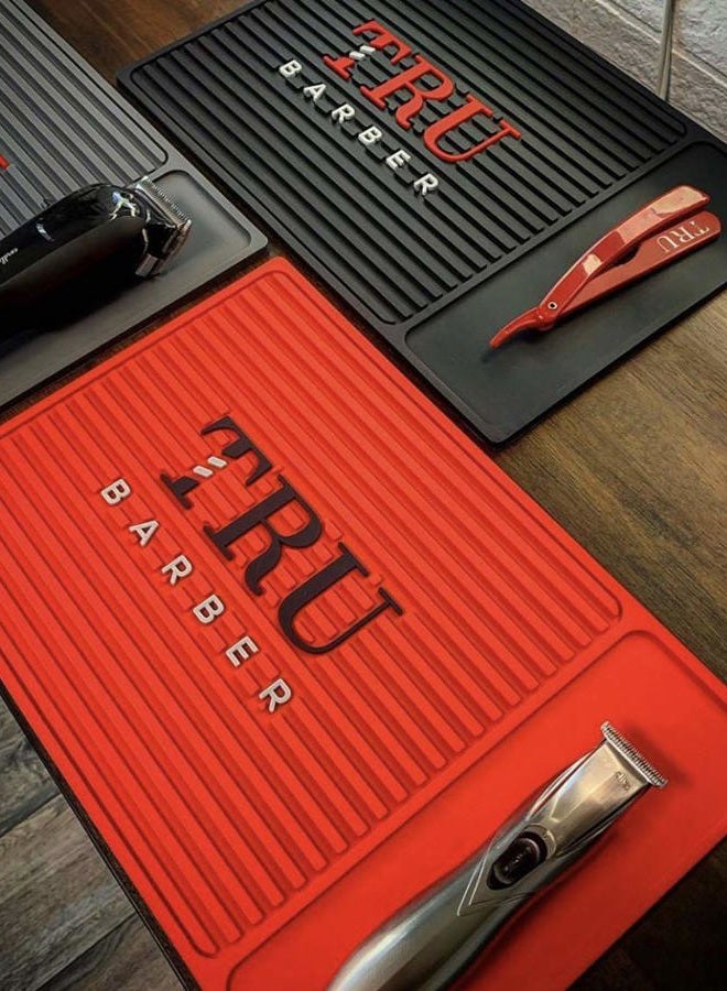 TRU BARBER ORGANIZER MAT 14”X 9” (RED) Flexible PVC Station Mat, Professional Mat, Salon and Barbershop work Station pads, Beauty salon tools hairstylist, Counter mat for clippers, Anti slip - Image 3