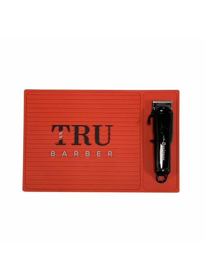 TRU BARBER ORGANIZER MAT 14”X 9” (RED) Flexible PVC Station Mat, Professional Mat, Salon and Barbershop work Station pads, Beauty salon tools hairstylist, Counter mat for clippers, Anti slip - Image 2