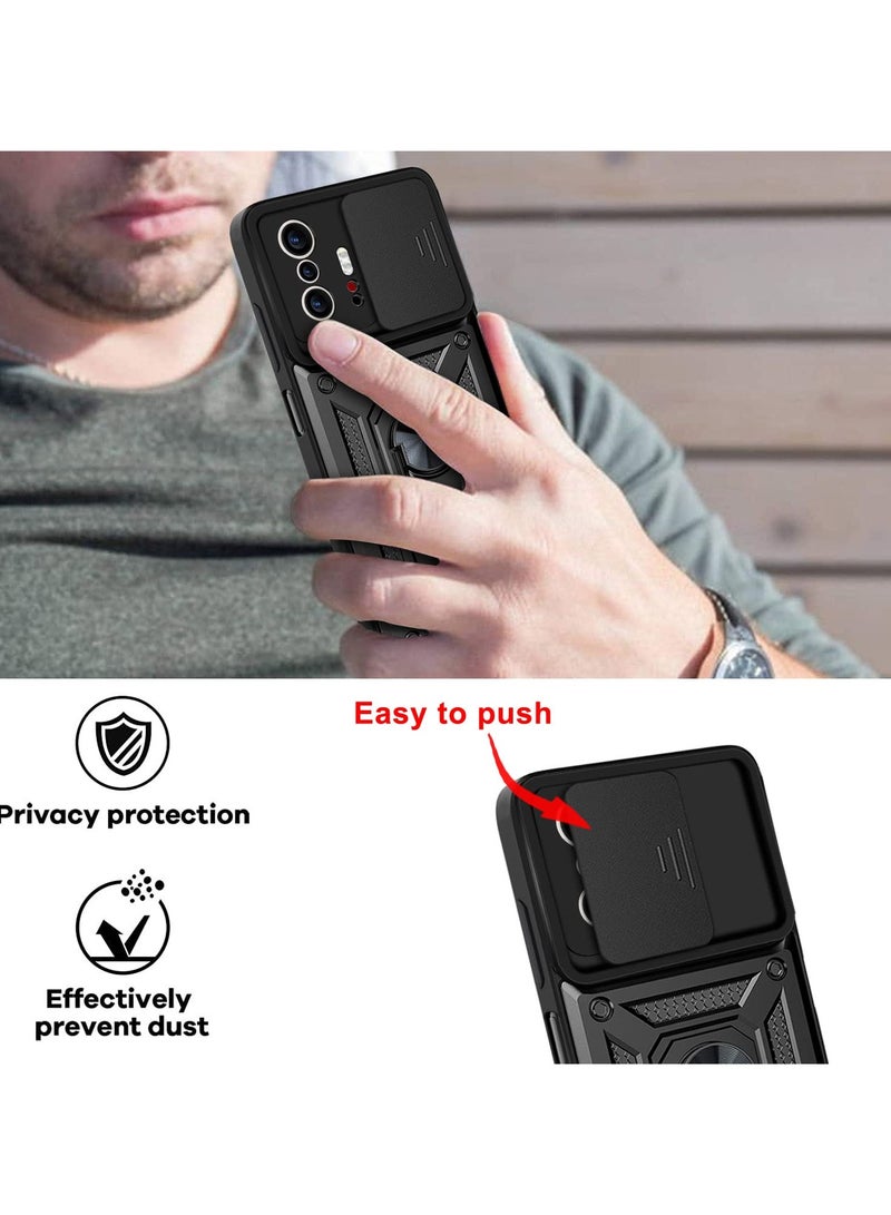 Case Cover Shockproof Windows Protective Case with Camera Protection and Metal Ring Compatible with Mi 11T / 11T Pro (Black) - Image 2