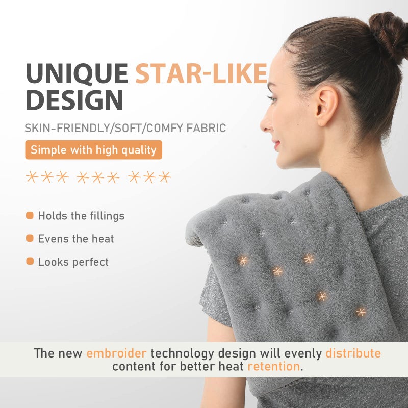 UNCN Wide Microwave Heating pad with Washable Cover 9.5 x 16in Microwavable Hot Pad for Neck Shoulder, Cramps, Back Cordless Warm Compress Weighted Moist Heat Pack for Aches, Unscented - Image 3