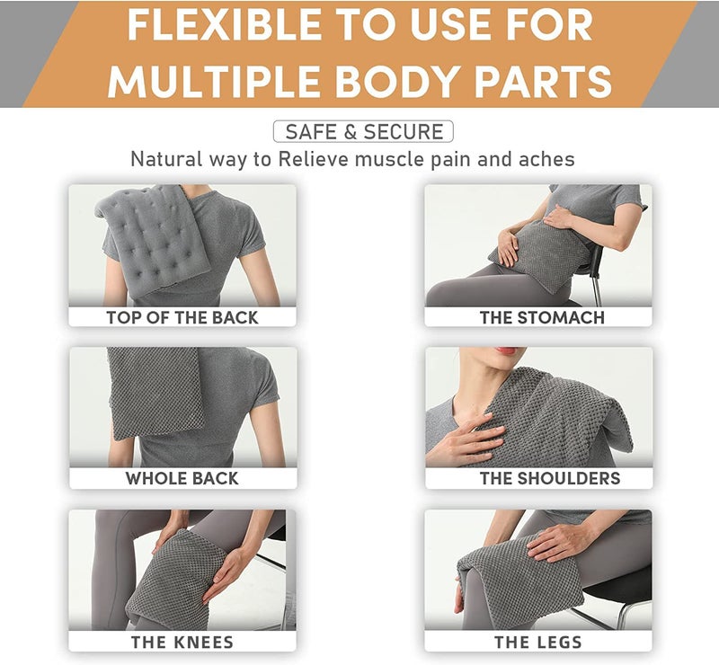 UNCN Wide Microwave Heating pad with Washable Cover 9.5 x 16in Microwavable Hot Pad for Neck Shoulder, Cramps, Back Cordless Warm Compress Weighted Moist Heat Pack for Aches, Unscented - Image 4