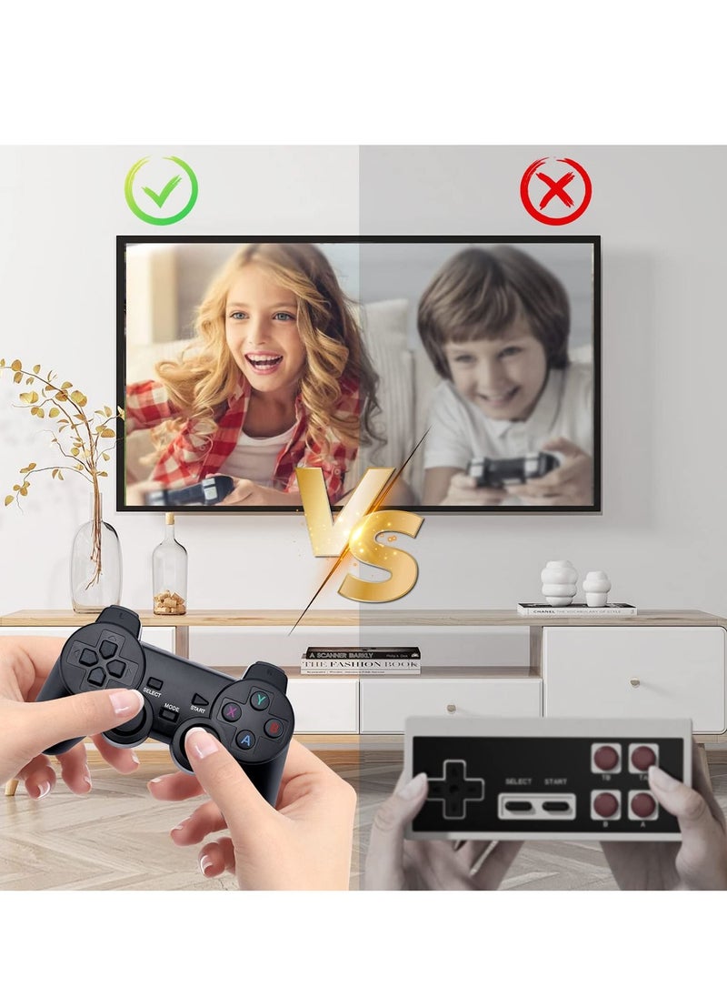 Wireless Retro Game Console, Retro Game Stick, 4K HDMI Output, Plug and Play Video Game Stick Built in 10000+ Games, 9 Classic Emulators, with Dual 2.4G Wireless Controllers (64G)