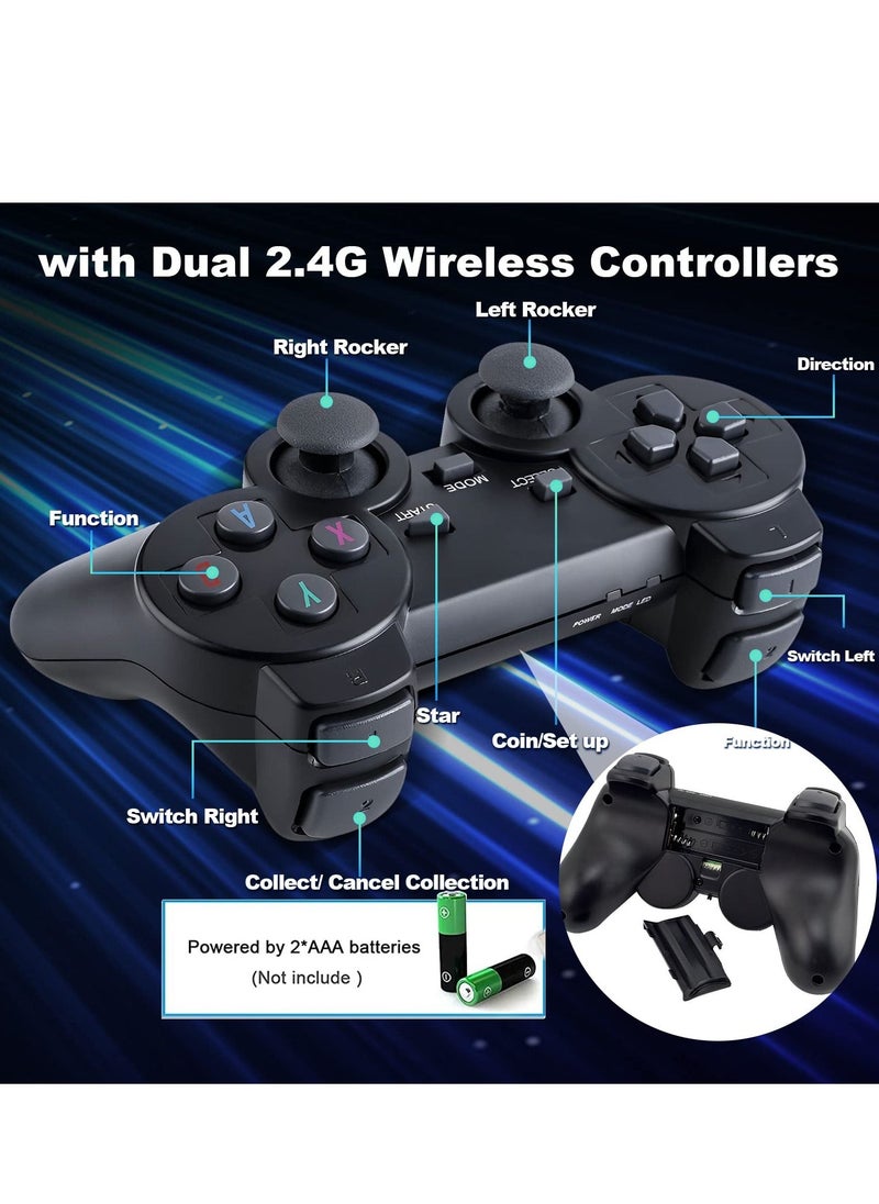 Wireless Retro Game Console, Retro Game Stick, 4K HDMI Output, Plug and Play Video Game Stick Built in 10000+ Games, 9 Classic Emulators, with Dual 2.4G Wireless Controllers (64G)